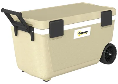 Produktbild von Kühlbox 70L Große Passive Thermobox bis zu 72 Std. Kühlung, mit PolyurethanVollschaumisolierung Rädern Ablassventil Griff