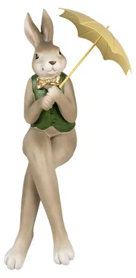 Produktbild von Clayre & Eef Figur Kaninchen 43 cm Braun Grün Polyresin
