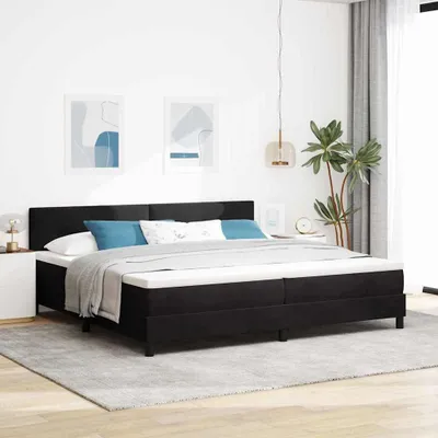 Obrázok produktu pre Maison Exclusive – LED boxspringová posteľ s čelom, čierna, 200 x 200 cm, zamat