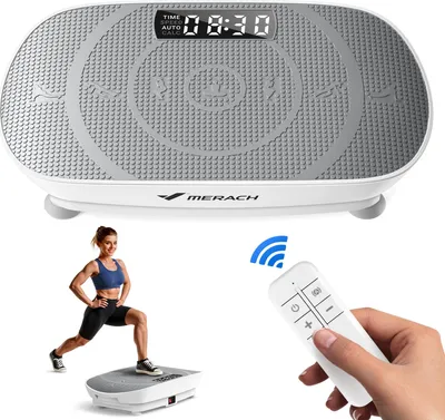 Image de Plateforme vibrante MERACH 10 vitesses avec télécommande et écran LED, entraînement complet, fitness silencieux, Gris, 150KG MAX