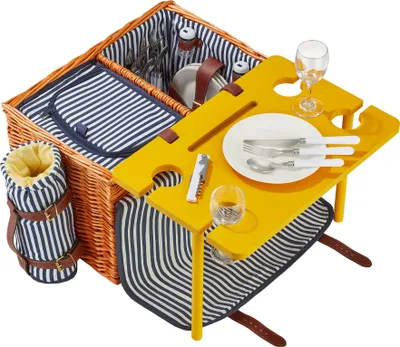 Produktbild von Picknickkorb Rügen für 4 Personen, mit Kühlfach & Zubehör - braun