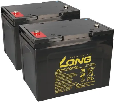 Produktbild von Ersatzakku für Invacare G24 2x Kung Long Bleiakku KPH75-12NE M6 12V 75Ah zyklenfest