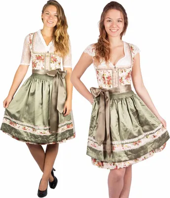 Produktbild von Dirndl Flower Power 60er Länge beige grün 36