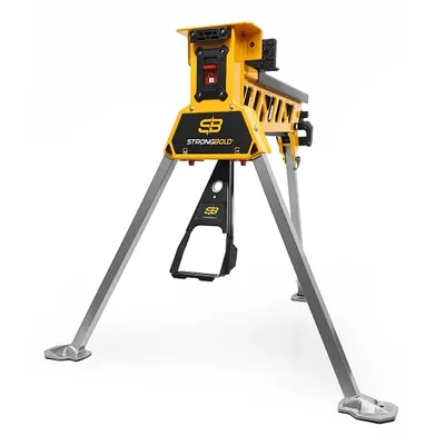 Zdjęcie produktu dla STRONGBOLD S1 Przenośne Imadło Stojące i Kobyłka Robocza | Rozstaw 95 cm | Siła Zacisku 10 kN | Obsługa Stopą | Nośność 250 kg