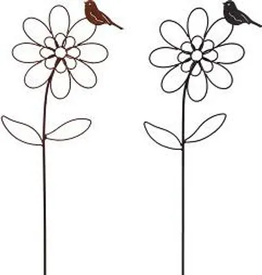 Produktbild von TrendLine Gartenstecker Metall Blume mit Schmetterling sortiert 115 cm