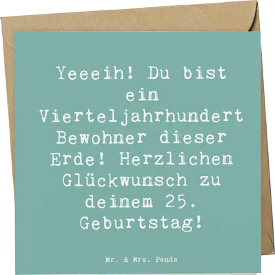 Produktbild von Mr. & Mrs. Panda Glückwunschkarte Spruch 25. Geburtstag - Meeresbrise - Geschenk, Party, Erdenbewohner, Meilenstein, doppelkarte, Erinnerungen, anlasskarte, Grußkarte