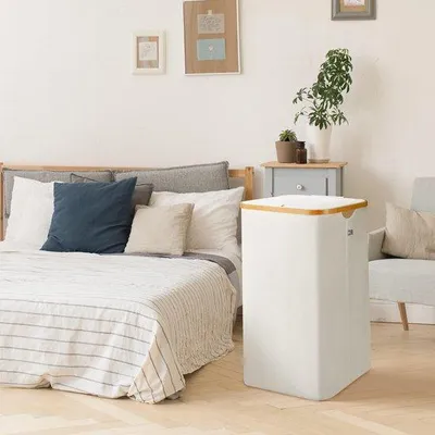 Image de Panier à linge de 100 litres, pliable, avec couvercle et sac intérieur