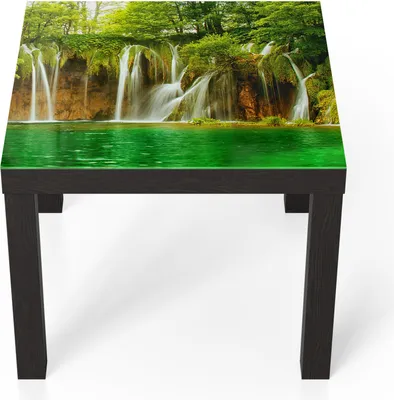 Produktbild von DEQORI Couchtisch 55x55 cm Schwarz 'Grüner Wasserfall' Glas Beistelltisch Glastisch modern