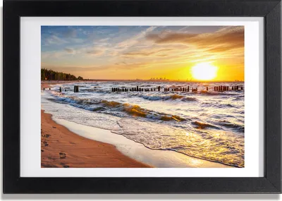 Produktbild von Bild 30x20 MDF-Rahmen, Wandkunst Sonnenuntergang am Strand