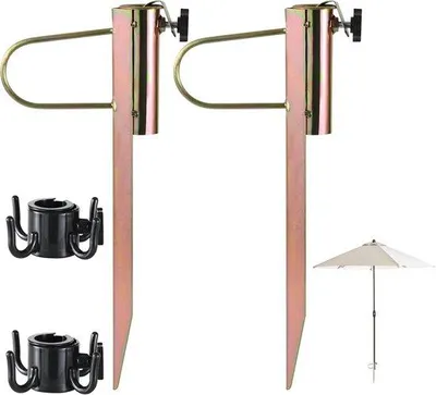 Immagine prodotto di 2 supporti in metallo per ombrelloni, portaombrelloni da giardino, adatti per ombrelloni con diametro da 20 a 35 mm, ideali per l'uso in giardino