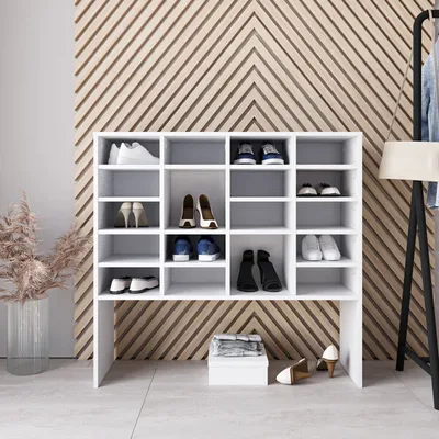 Produktbild von Schuhregal 1312 Schuhschrank 104x33x100cm weiß mit 20 Fächer