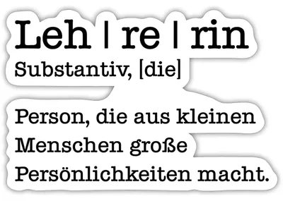Produktbild von Spreadshirt Definition Lehrerin Abschiedsgeschenk Sticker Aufkleber, 10 x 10 cm, Mattweiß