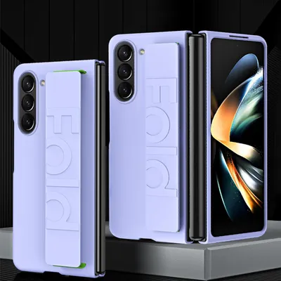 Produktbild von Handyhülle für Samsung Galaxy Z Fold 6 Hülle mit Handschlaufe, PC Matte Anti-Kratzer Gurt Schutzhülle Lila