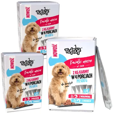 Produktbild von TufTuf | Hundefutter Geschmacksmix - Nassfutter Set 12x500g Beutel - Hundenassfutter fur Hund