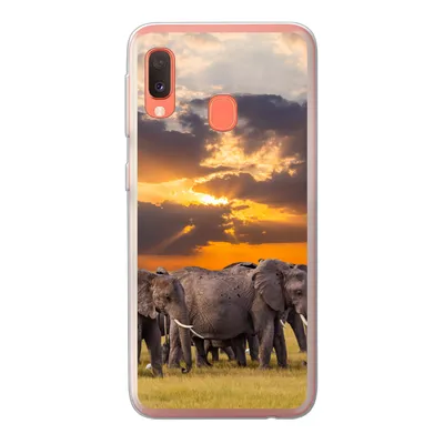 Produktbild von MuchoWow® Handyhülle Schutzhülle Hülle für Samsung Galaxy A20e Elefant - Tiere - Gras - Sonnenuntergang - Natur Silikon Softcase Handy Hülle - Abdeckung