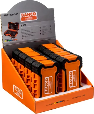 Produktbild von Bahco 1/4-Bitsatz für Schlitz-, Phillips-, Pozidriv-, Sechskant- und TX-Tamper-Schrauben 30 mm × 19 mm × 28 mm - 100-tlg.