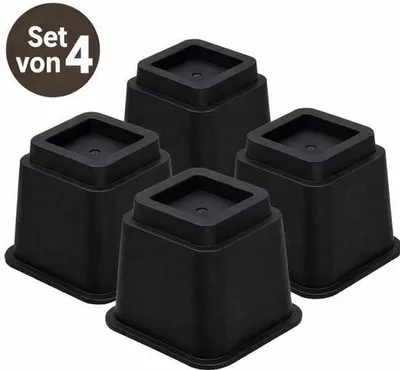 Produktbild von JustValue Möbelerhöher 4er-Set Schwarz – 13 cm – Max. 600 kg – Modernes Design