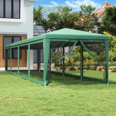 Zdjęcie produktu dla Maison Exclusive – namiot imprezowy z 10 siatkowymi ściankami bocznymi, zielony, 3 x 12 m, HDPE