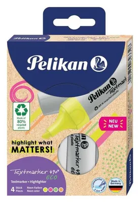 Image de Pelikan 300009883 Surligneur Pelikan 490 eco, étui de 4 couleurs néon