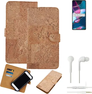 Produktbild von K-S-Trade Hülle kompatibel mit Motorola Edge Plus 2022 + in ear Kopfhörer Kork Handyhülle Cover  Schutzhülle TPU Case Bumper in Hellbraun, (1x)