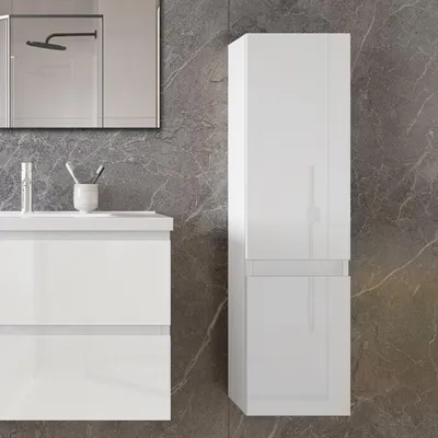 Produktbild von 110 cm Hochschrank Hängeschrank Badschrank Badezimmer Schrank Weiß Hochglanz