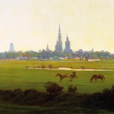 Produktbild von Caspar David Friedrich Kunstdruck Bild - Wiesen Bei Greifswald, 1822, Detail (40 x 40 cm)
