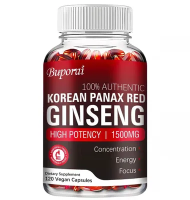 Immagine prodotto di Integratore alimentare di Panax Red Ginseng coreano (120 capsule), energia, resistenza, attenzione, concentrazione, salute maschile