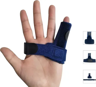 Produktbild von Triggerfingerschiene, verstellbare Fingerstützorthese mit zusätzlichem Befestigungsband zur Linderung von Fingerblockierungen, Knacken, Beugen, Steifheit, Sehnenentspannung und Schmerzlinderung bei stenosierender Sehnenscheidenentzündung