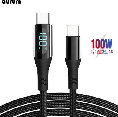 Produktbild von USB-C Typ-C Daten Kabel LED Display Anzeige Ladekabel 5A PD100W Schnellladekabel