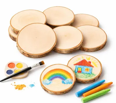 Produktbild von MAGNES Holzscheibe 6–8 / 1 cm DIY, geschliffene Birke, 10er-Set