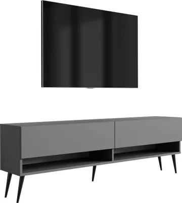 Obrázok produktu pre TV stolík 170 cm antracit, čierne šikmé nohy, 170 × 32 × 52 cm
