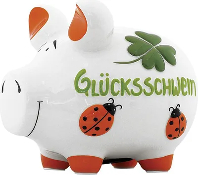Produktbild von KCG Sparschwein Glücksschwein Keramik mit Stopfen 17x14cm weiß