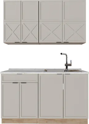Produktbild von Singleküche Vicco Fame-Line GrauBeige/Goldkraft Eiche 140 cm ohne Arbeitsplatte, Model 50492