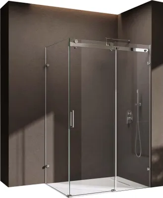 Image de doporro Cabine de Douche rectangulaire avec Porte Coulissante 100x120x195cm Paroi de Douche Montage Réversible en Angle Ravenna17-2 en Verre Transparent avec Receveur