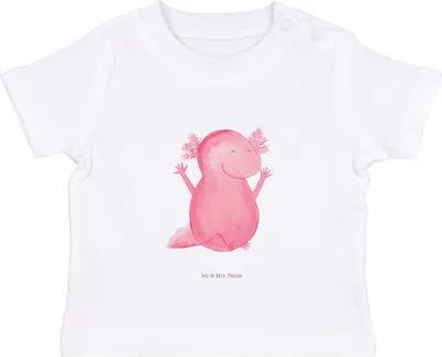 Produktbild von Mr. & Mrs. Panda Babyshirt Axolotl Hurra 12. - 18. Monat - Weiß - Geschenk, Spaß, Baby Shirt,  T-Shirt, Lurch, Organic, Motivation