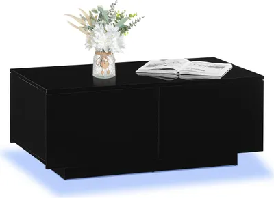 Produktbild von CLIPOP Couchtisch,100x55x40cm Sofatisch, Hochglänzender Wohnzimmertisch mit 4 Schubladen,Schwarz