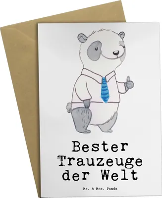 Produktbild von Mr. & Mrs. Panda babykarte Panda Bester Trauzeuge der Welt - Weiß - Geschenk, Geschenkidee, Klappkarte, einladungskarten, weihnachtskarten, osterkarten, Kirche, Braut