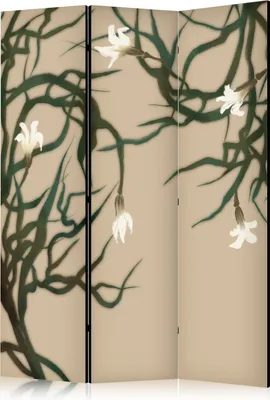 Produktbild von Neuheit! Dekorativer Paravent Raumteiler Trennwand Foto-Paravent Spanische Wand XXL 135x172 cm Grün Blätter Blumen b-A-10440-z-a