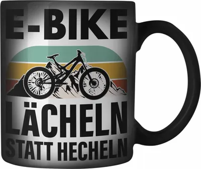 Produktbild von Trendation - Elektrofahrrad E-Bike Farbwechsel Zauber-Tasse mit Spruch Geschenk Ebike Lustige Geschenke Karabiner Farbwechsel Zauber-Tasse Edelstahl Rentner (Schwarz)