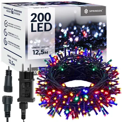 Immagine prodotto di Catena luminosa a LED - 12,5 m, 200 LED, 8 funzioni, memoria, IP44, multicolore
