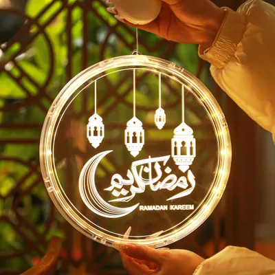 Produktbild von Ramadan Lichterkette LED Hängende Lichter Batteriebetrieben mit Saugnapf Fenster Deko, 16cm