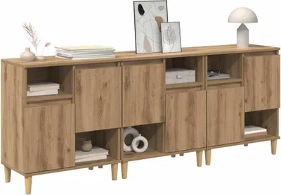 Immagine prodotto di vidaXL Credenze 3 pezzi Rovere artigianale 60 x 35 x 70 cm Materiale a base di legno