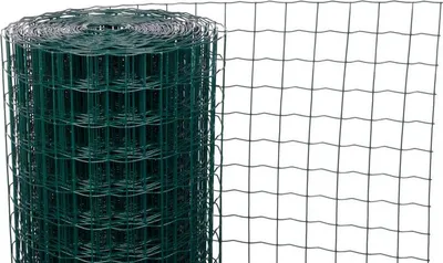 Image de Grillage EUROPLAST 3, hauteur 1000 mm, mailles 50x50 mm, fil 2,20 mm, vert, RAL 6005, Zinc+PVC, de cloture, rouleau 25 m