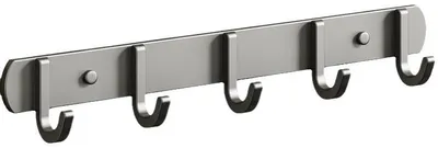 Image de Porte-manteau mural moderne et robuste en acier inoxydable, idéal pour les entrées, les couloirs, les cuisines, les salles de bains et les chambres (5 crochets).