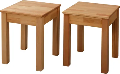 Produktbild von 2x Hocker Tomas aus Massivholz in Buche 35x35x45 cm