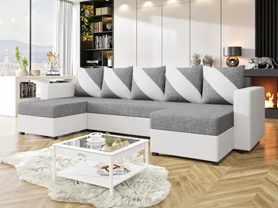 Obrázek produktu pro Sedací souprava do U na každodenní spaní NORSJO - bílá  / šedá