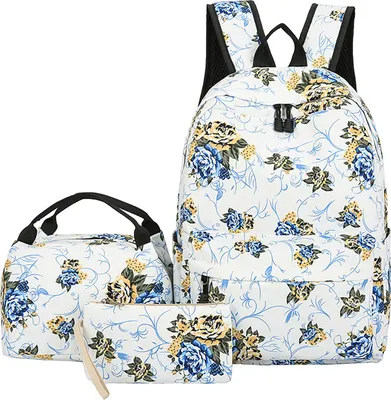 Produktbild von Rucksack für Damen, lässiges, leichtes Canvas-Rucksack-Set, modische, süße Schultertasche zum Mitnehmen, Reise-Tagesrucksack