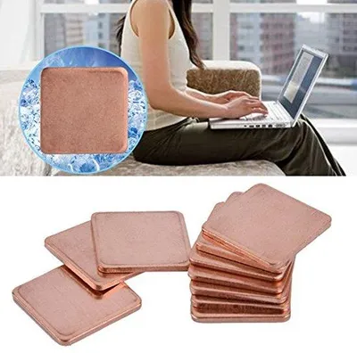 Obrázek produktu pro Měděné chladicí podložky, 10 ks, 20 × 20 mm, měděné podložky pro GPU a CPU notebooků (0,8 mm)