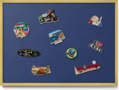 Produktbild von Magnetboard 70x50 cm – Goldener Rahmen – Farbe Marineblau – Magnetische Wandtafel, Magnetpinnwand, Memoboard, Kinderzimmer & Büro