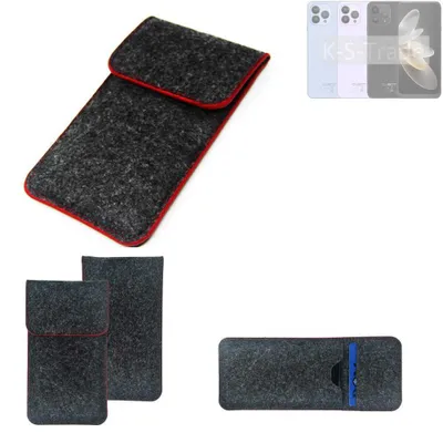 Produktbild von K-S-Trade Handy Schutz Hülle kompatibel mit Cubot P80 Schutzhülle Handyhülle Filztasche Pouch Tasche Case Sleeve Filzhülle dunkelgrau roter Rand